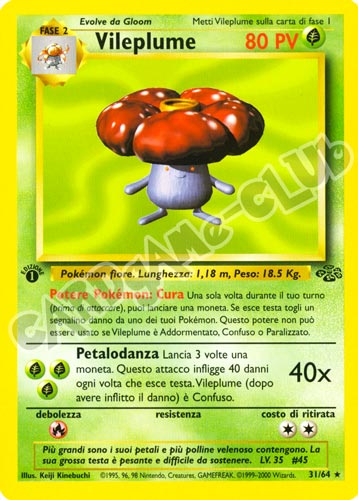 31 / 64 Vileplume rara 1a edizione (IT) -NEAR MINT-