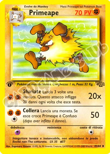 43 / 64 Primeape non comune 1a edizione (IT) -NEAR MINT-