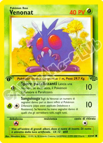 63 / 64 Venonat comune 1a edizione (IT) -NEAR MINT-