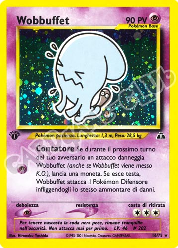 16 / 75 Wobbuffet rara foil 1a edizione (IT) -NEAR MINT-