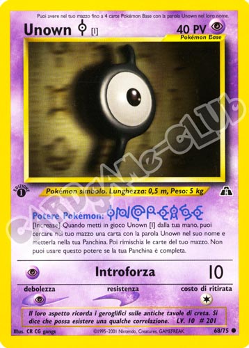 68 / 75 Unown I comune 1a edizione (IT) -NEAR MINT-