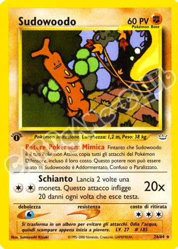 26 / 64 Sudowoodo rara 1a edizione (IT) -NEAR MINT-