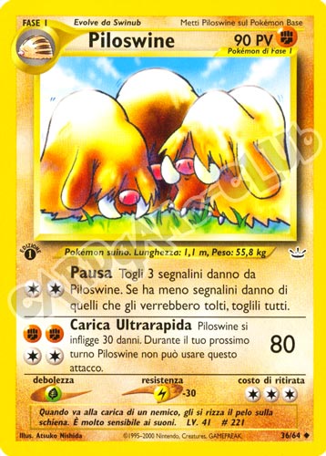 36 / 64 Piloswine non comune 1a edizione (IT) -NEAR MINT-