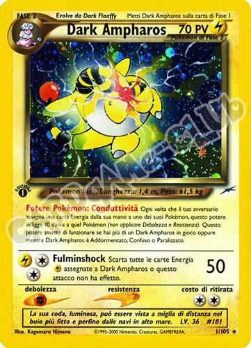 001 / 105 Dark Ampharos rara foil 1a edizione (IT) -NEAR MINT-