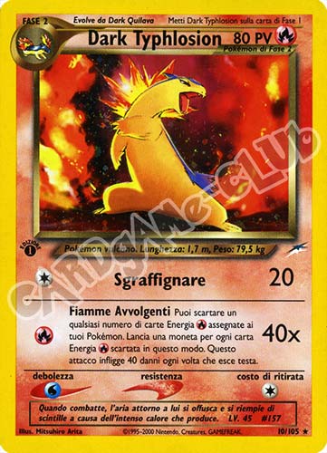 010 / 105 Dark Typhlosion rara foil 1a edizione (IT) -NEAR MINT-