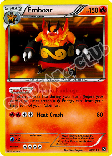020 / 114 Emboar rara foil (EN) -NEAR MINT-