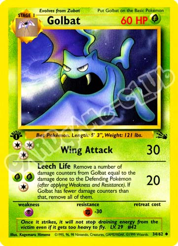 34 / 62 Golbat non comune 1st edition (EN) -NEAR MINT-