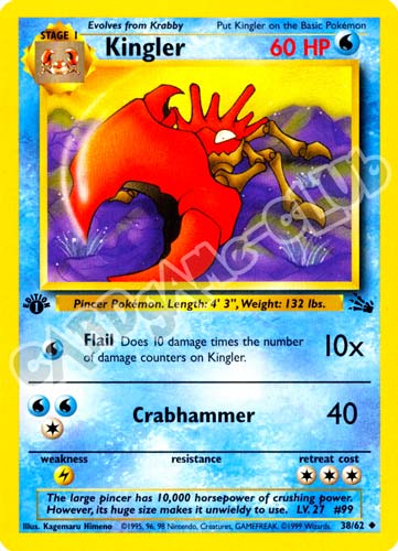 38 / 62 Kingler non comune 1st edition (EN) -NEAR MINT-