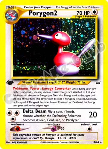 12 / 66 Porygon 2 rara foil 1st edition (EN) -NEAR MINT-