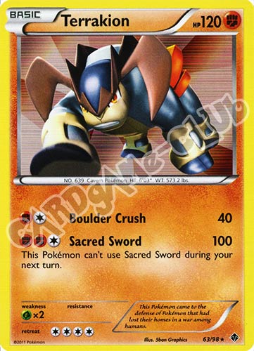 63 / 98 Terrakion rara foil (EN) -NEAR MINT-