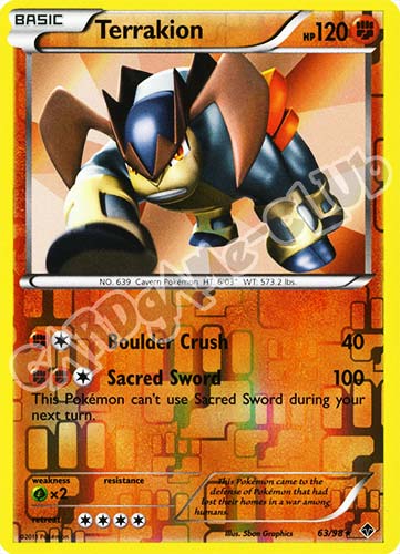 63 / 98 Terrakion rara foil reverse (EN) -NEAR MINT-