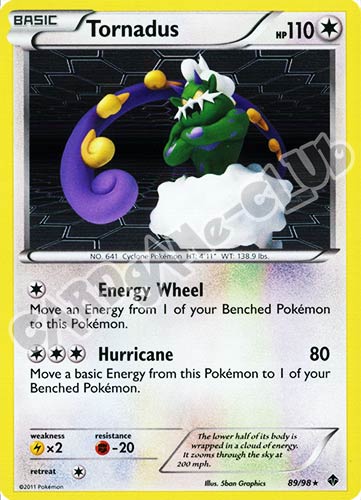 89 / 98 Tornadus rara foil (EN) -NEAR MINT-