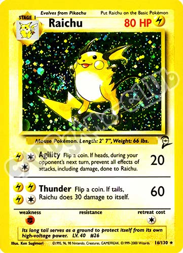 016 / 130 Raichu rara foil unlimited (EN) -NEAR MINT-