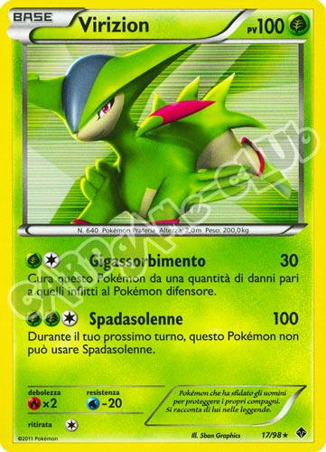 17 / 98 Virizion rara foil (IT) -NEAR MINT-