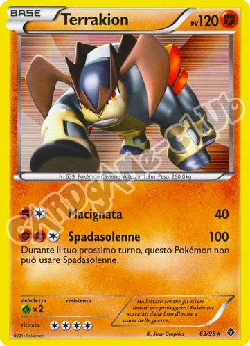 63 / 98 Terrakion rara foil (IT) -NEAR MINT-