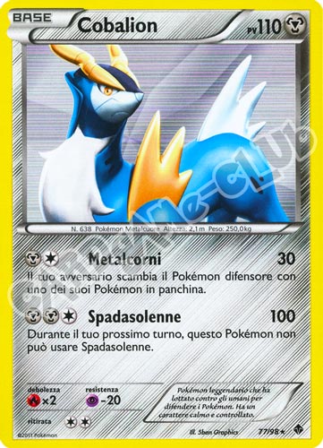 77 / 98 Cobalion rara foil (IT) -NEAR MINT-