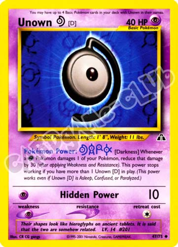 47 / 75 Unown D non comune unlimited (EN) -NEAR MINT-