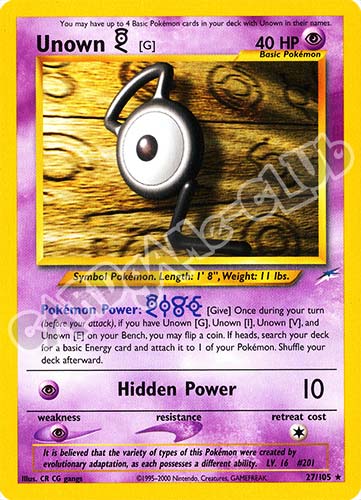 027 / 105 Unown G rara unlimited (EN) -NEAR MINT-