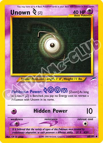 060 / 105 Unown Z non comune unlimited (EN) -NEAR MINT-