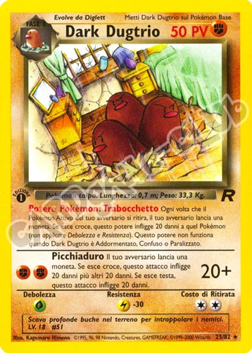 23 / 82 Dark Dugtrio rara 1a edizione (IT) -NEAR MINT-