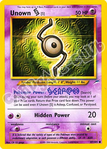 087 / 105 Unown S comune unlimited (EN) -NEAR MINT-
