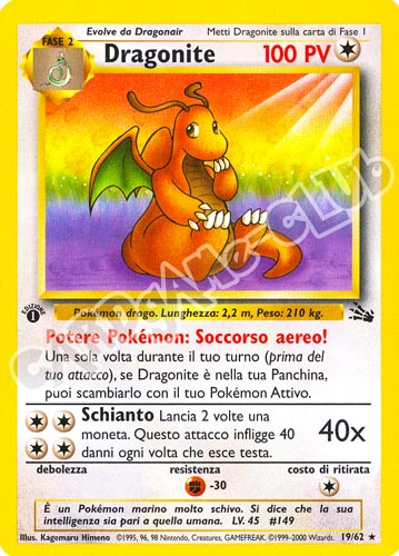 19 / 62 Dragonite rara 1a edizione (IT) -NEAR MINT-
