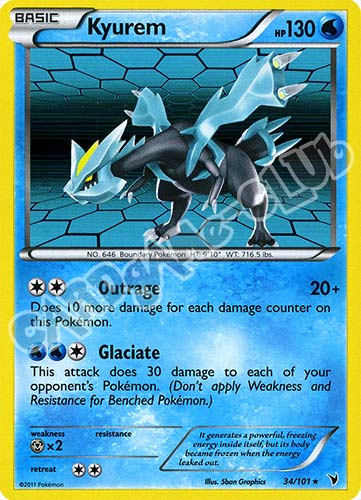 034 / 101 Kyurem rara foil (EN) -NEAR MINT-