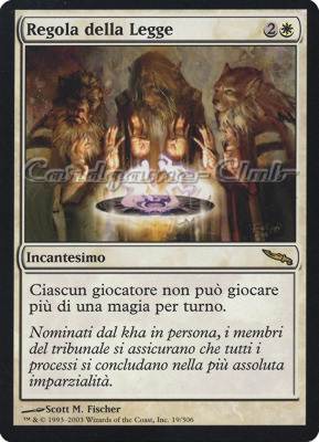 019 / 306 Regola della Legge rara (IT) -NEAR MINT-