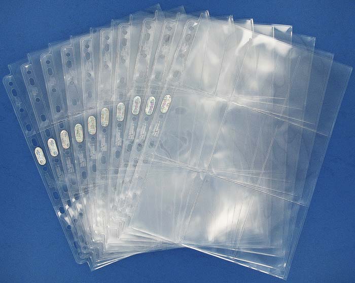 Pacchetto da 10 pagine con 11 fori, 9 tasche per album grande ad anelli