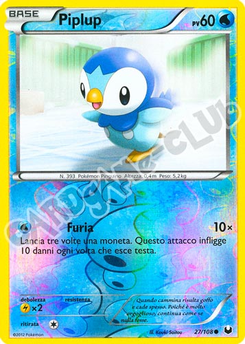 027 / 108 Piplup comune foil reverse (IT) -NEAR MINT-