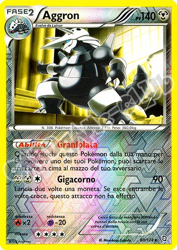 080 / 124 Aggron rara foil reverse (IT)  -PLAYED-
