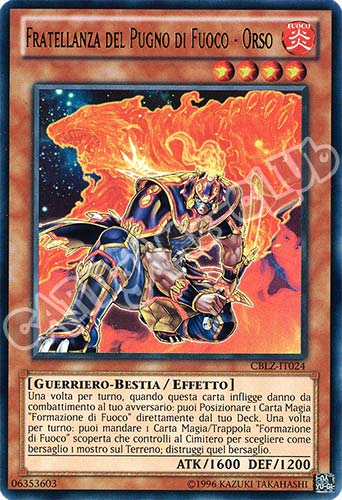 CBLZ-IT024 Fratellanza del Pugno di Fuoco-Orso ultra rara Unlimited (IT) -NEAR MINT-