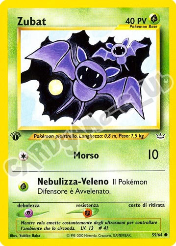 59 / 64 Zubat comune 1a edizione (IT) -NEAR MINT-