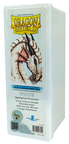 Scatola porta carte a 4 scomparti capienza 300 carte imbustate White