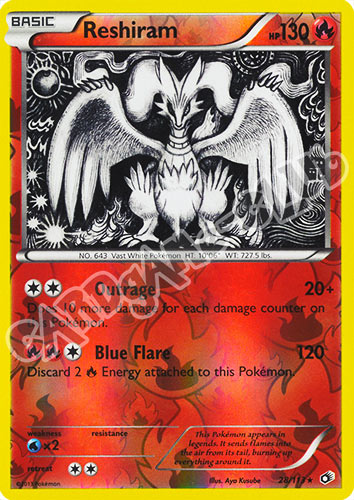 028 / 113 Reshiram rara foil reverse (EN) -NEAR MINT-