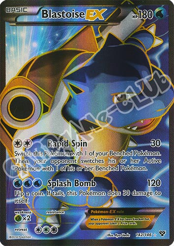 142 / 146 Blastoise EX rara segreta foil (EN) -NEAR MINT-