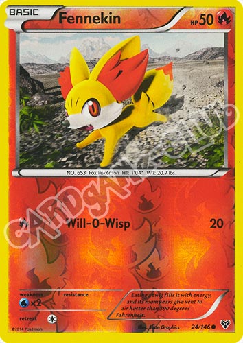024 / 146 Fennekin comune foil reverse (EN) -NEAR MINT-