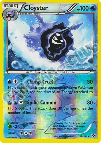 032 / 146 Cloyster rara foil reverse (EN) -NEAR MINT-