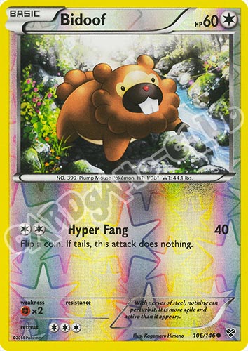 106 / 146 Bidoof comune foil reverse (EN) -NEAR MINT-