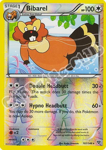 107 / 146 Bibarel rara foil reverse (EN) -NEAR MINT-