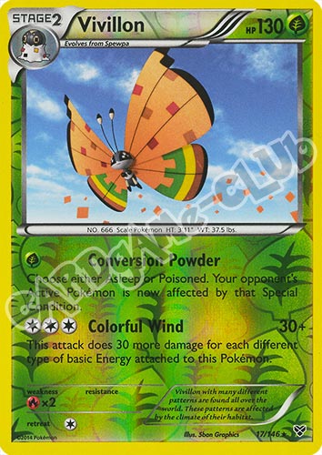 017 / 146 Vivillon (arancione) rara foil reverse (EN)