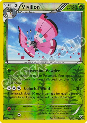 017 / 146 Vivillon (rosa) rara foil reverse (EN)