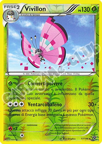 017 / 146 Vivillon (rosa) rara foil reverse (IT)