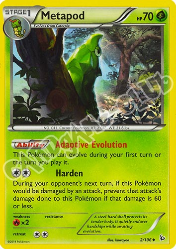 002 / 106 Metapod non comune (EN) -NEAR MINT-