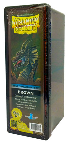 Scatola porta carte a 4 scomparti capienza 300 carte imbustate Brown