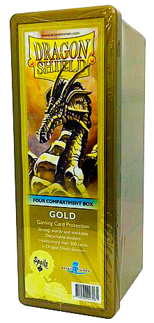 Scatola porta carte a 4 scomparti capienza 300 carte imbustate Gold