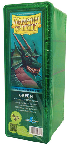 Scatola porta carte a 4 scomparti capienza 300 carte imbustate Green