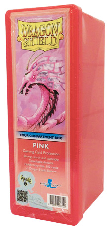 Scatola porta carte a 4 scomparti capienza 300 carte imbustate Pink