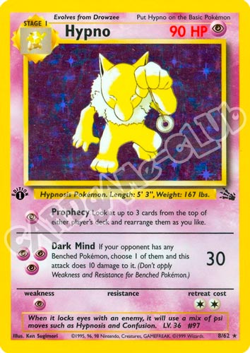 08 / 62 Hypno rara foil 1st edition (EN) -NEAR MINT-