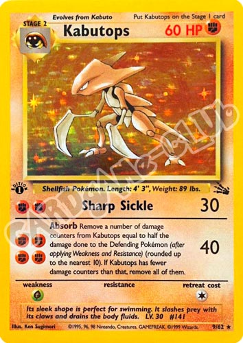 09 / 62 Kabutops rara foil 1st edition (EN) -NEAR MINT-